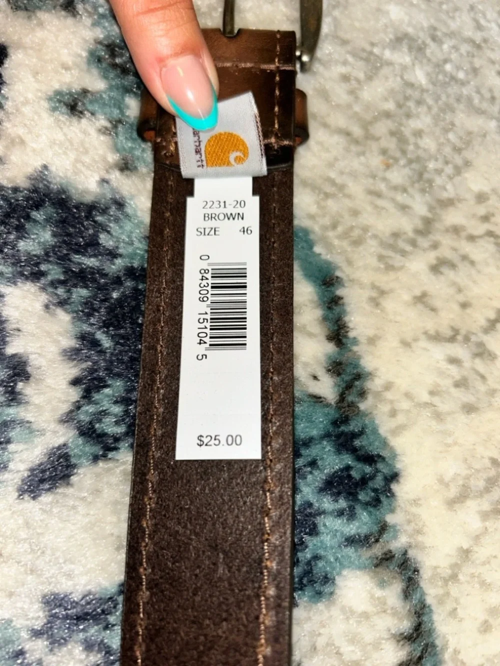 Carhartt Brown Leather Belt Bag Strap with Metal Buckle